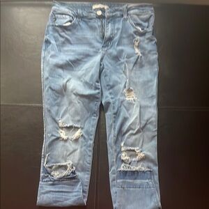 KanCan Blue Cropped Distressed Jeans